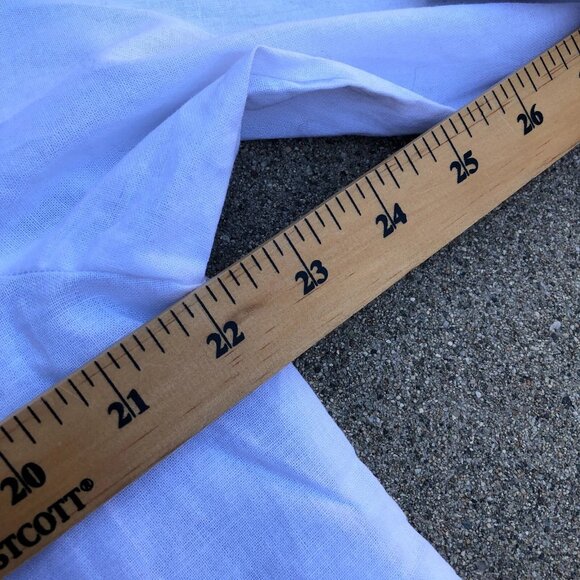 Women's Linen Blend Button Down Shirt XL Women's White Long Sleeve Collared Top - Picture 8 of 9